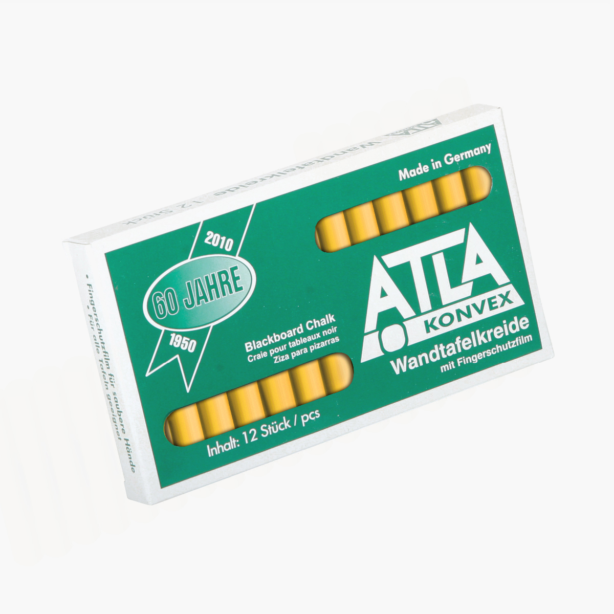 Farbkreide 12er Pack gelb im Karton fettfrei, oval, staubarm