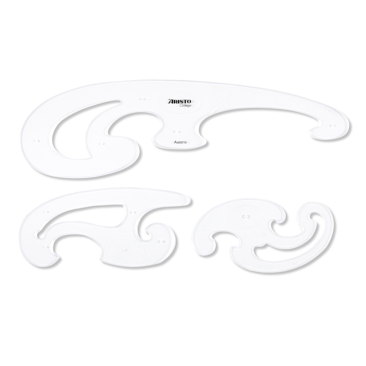 Aristo Burmester Kurvenlineal-Satz 3-teilig, transparent 
