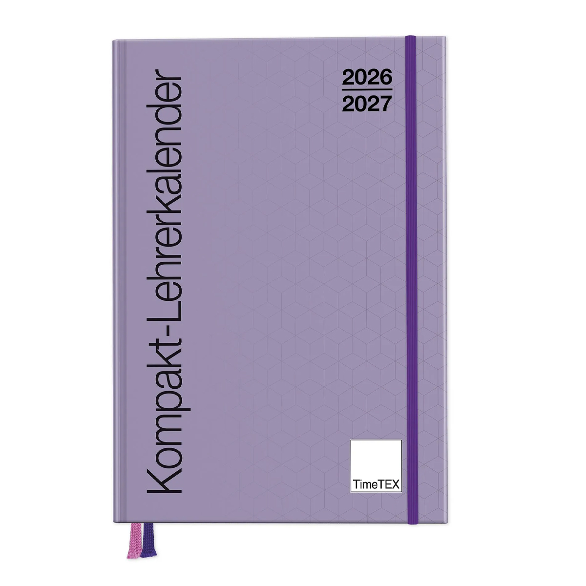 TimeTEX Kompakt-Lehrerkalender A4-Plus 2026/2027 mit 2 Lesebänder, Softcover und Verschluss-Gummi