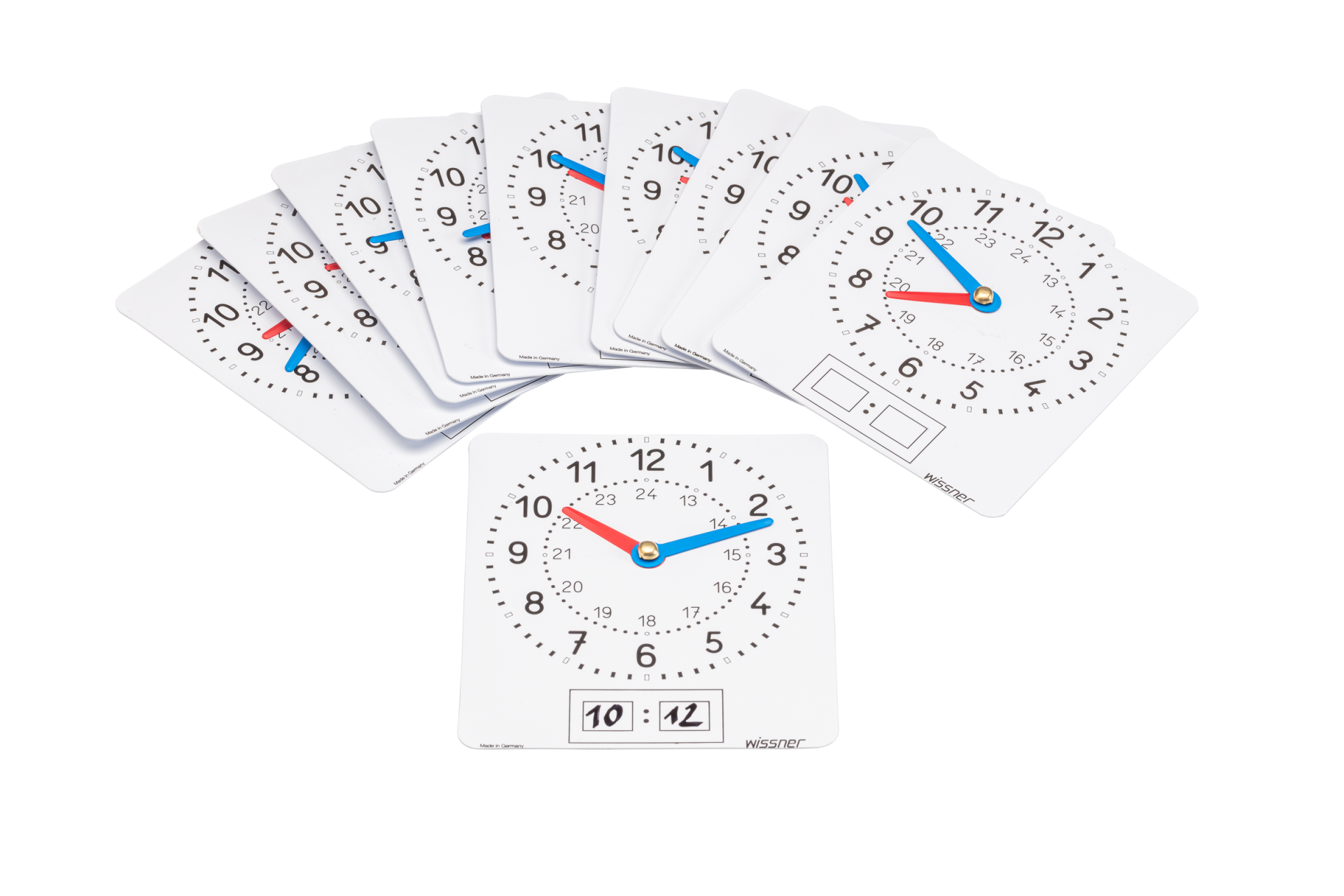 Wissner Folienuhrsatz 11 x 12 cm, beschreibbare Digitalanzeige, 10 Stück 