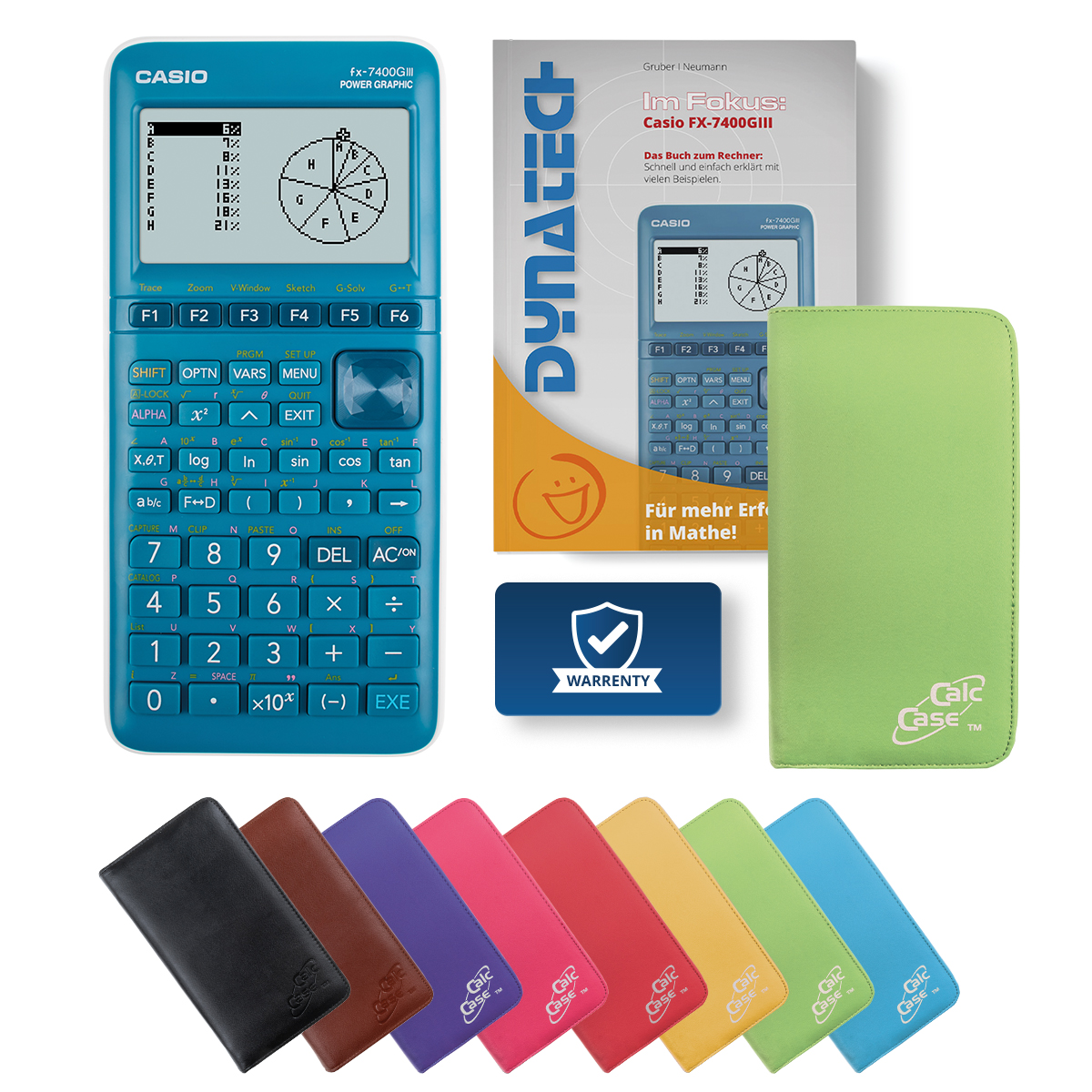Casio FX-7400 G III Grafikrechner mit Schutztasche grün & Fachbuch 