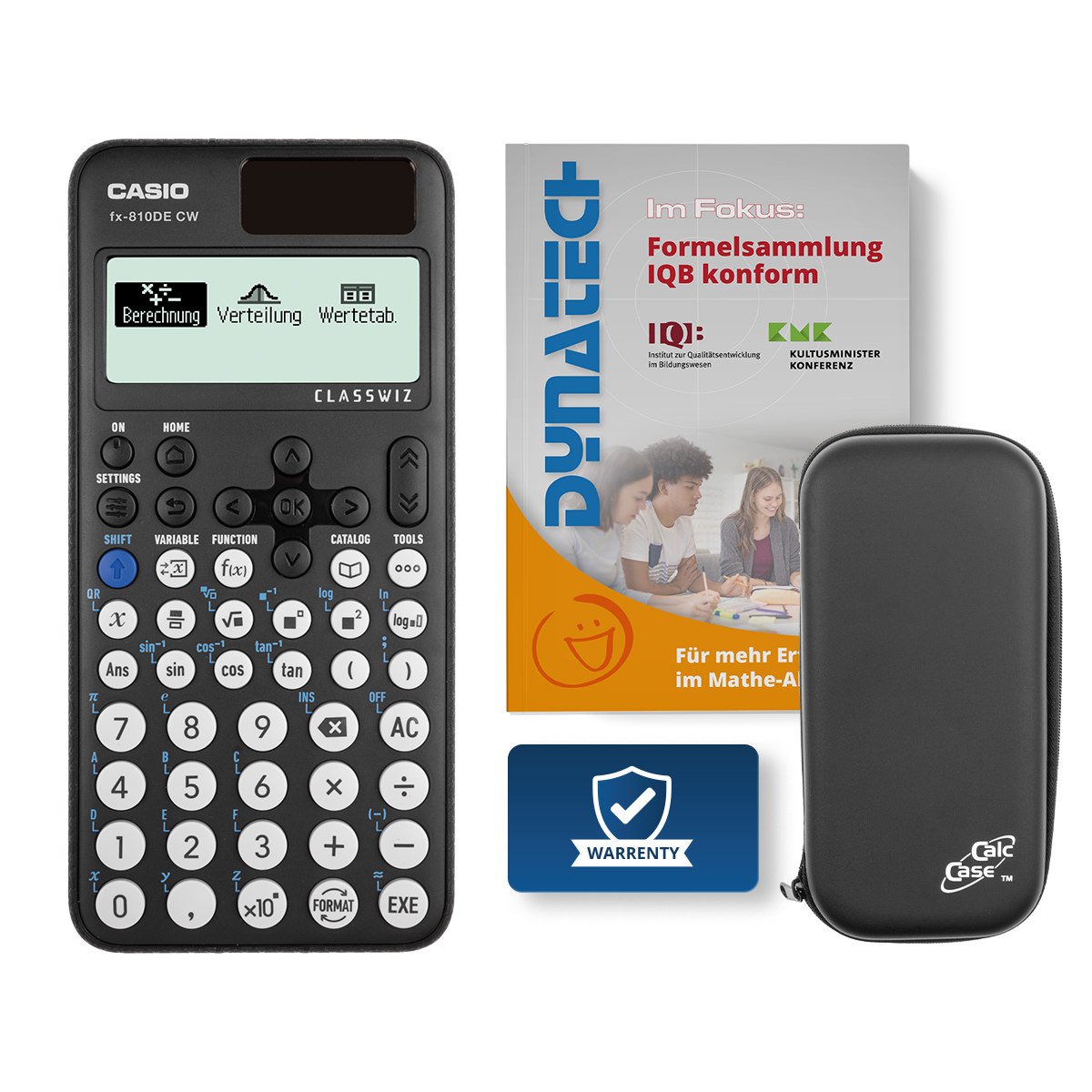 Casio FX-810 DE CW Schulrechner mit Schutztasche und IQB-Formelsammlung 