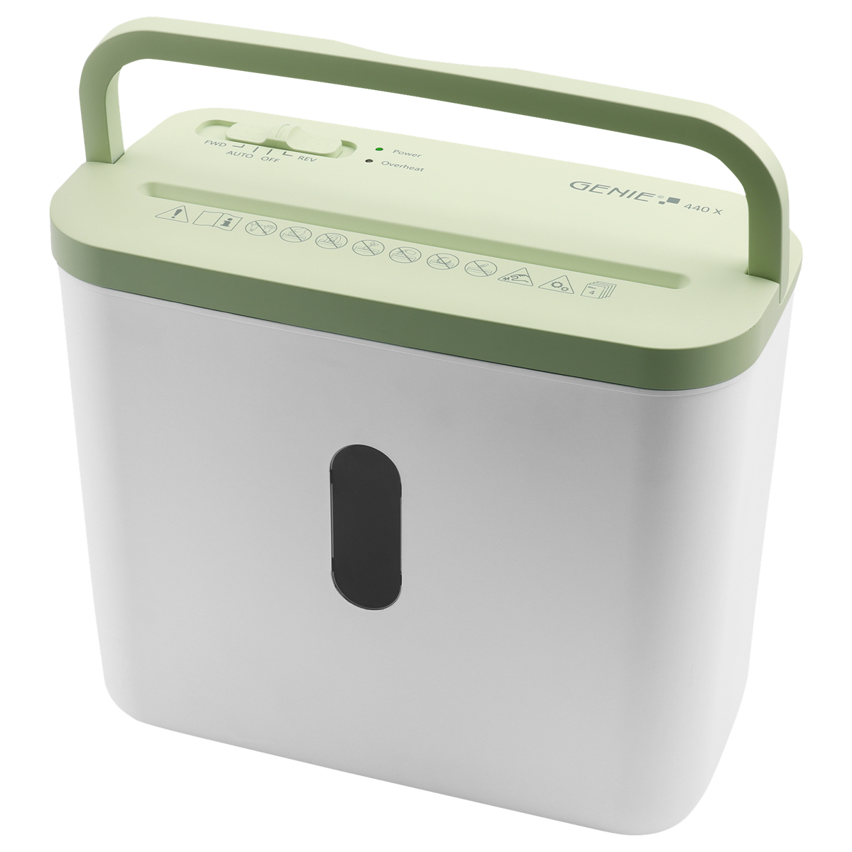 Genie 440 X Aktenvernichter weiß/grün, 4 Blatt, Partikelschnitt 