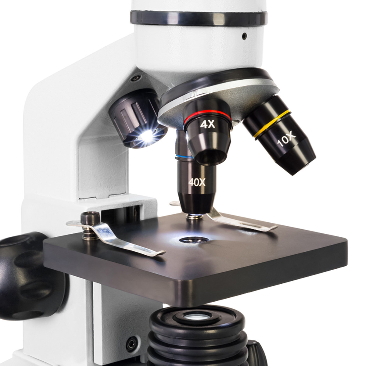 Levenhuk Rainbow 2L Mikroskop Moonstone, 40 - 400 fach, Ober- und Unterlicht, Experimentierset inkl. Netz- bzw. Batteriebetrieb
