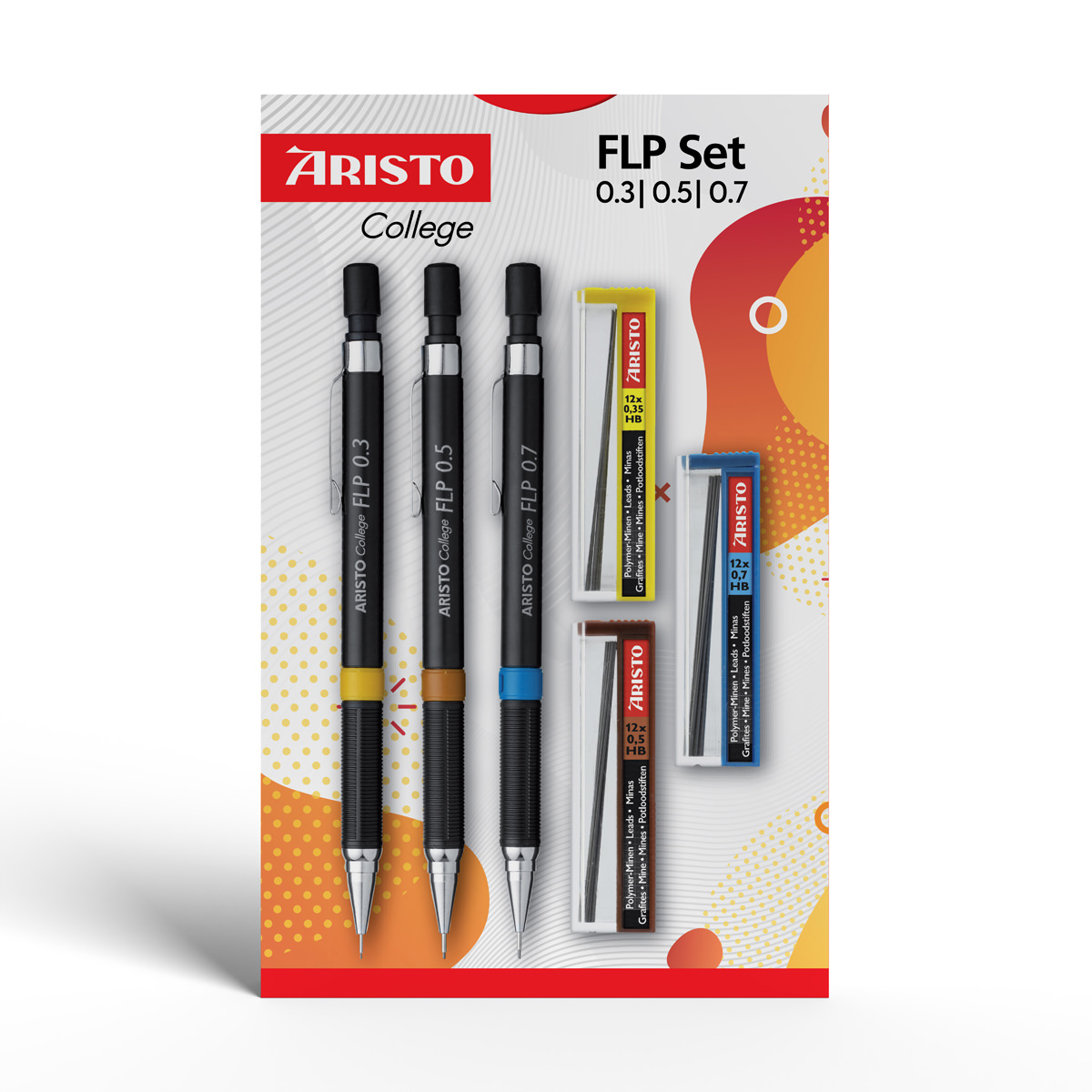 Aristo College Feinminenstift FLP Set aus Stift und Minen mit Strichbreite 0,3/0,5/0,7 mm HB 