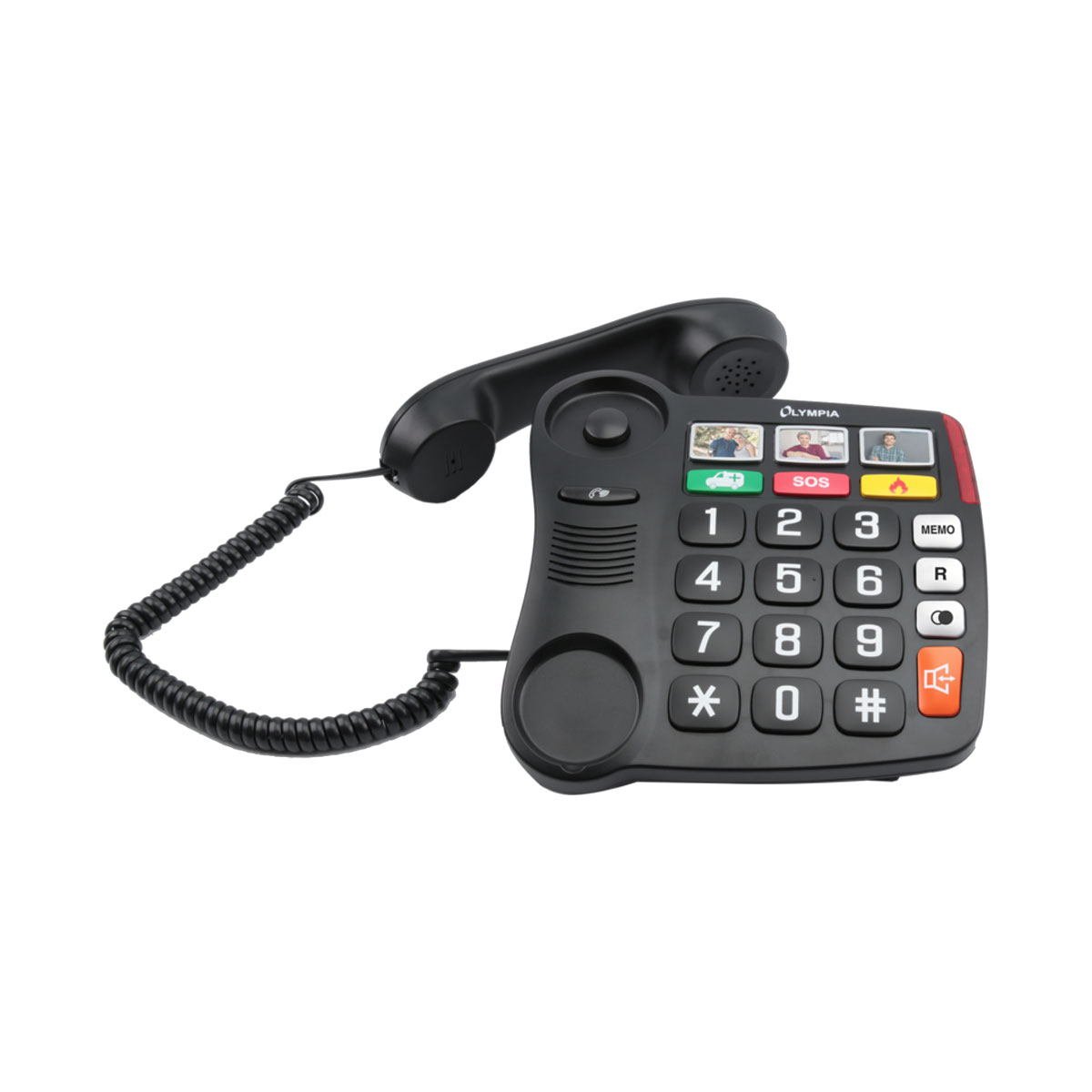 Olympia 4500 Großtastentelefon schwarz, 6x Direktwahltasten, LED zur Anrufsignalisierung 