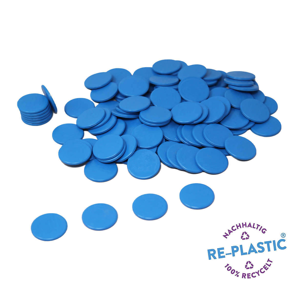 Wissner Spielchips blau 100 Stück, 25 mm Durchmesser 