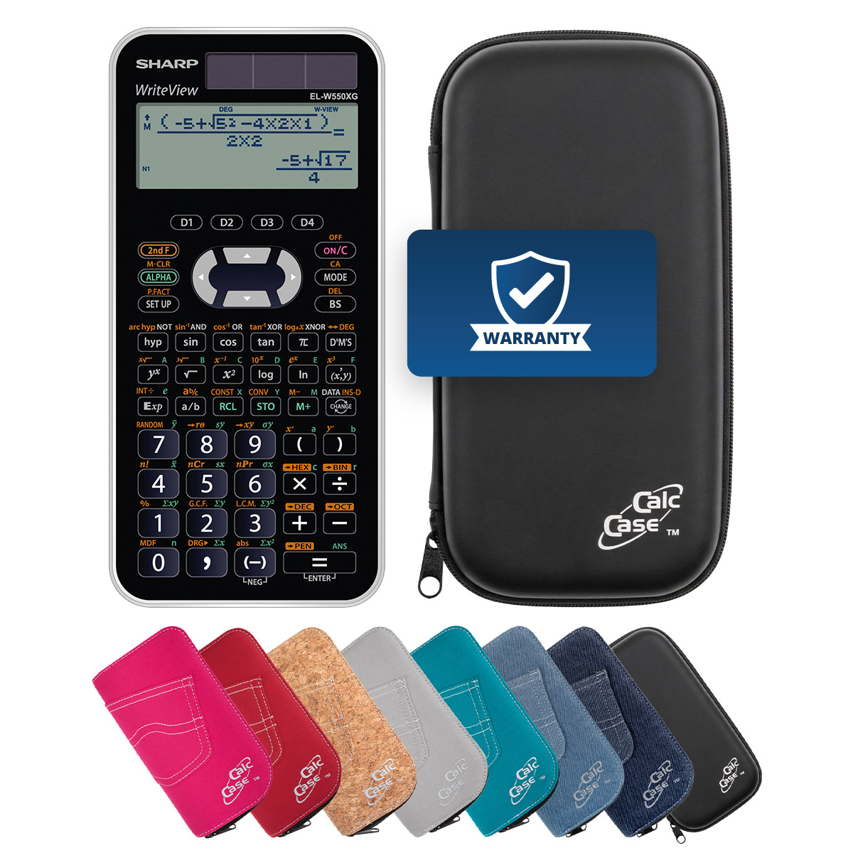Sharp EL-W550 XG Schulrechner mit Schutztasche in schwarz 