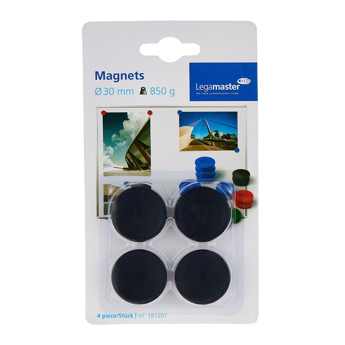Legamaster 7-181201-4 Haftmagnete 30 mm schwarz, 4er Blister 