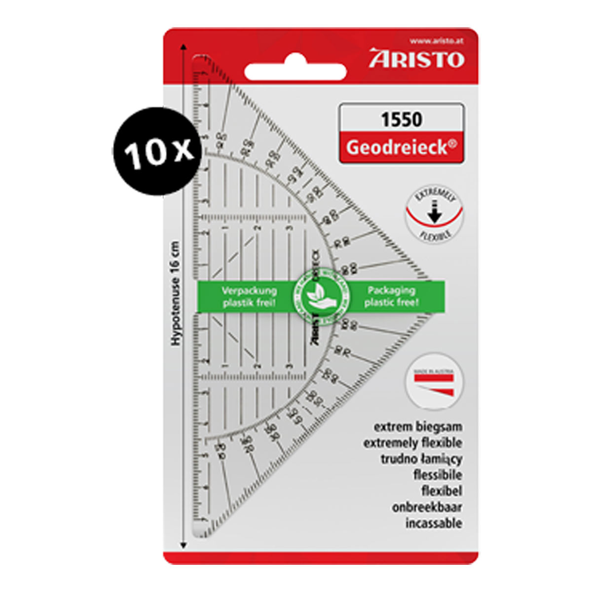 Aristo Geodreieck AR1550 Ecoblister 16 cm 10er Pack sortiert 
