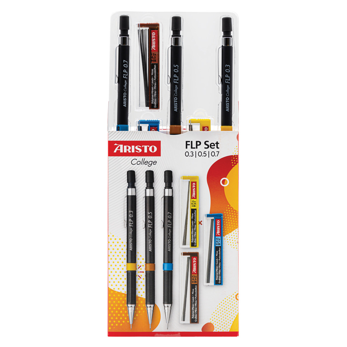 Aristo College Feinminenstift FLP Set aus Stift und Minen mit Strichbreite 0,3/0,5/0,7 mm HB 