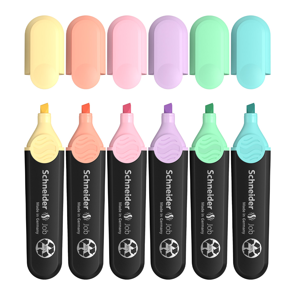 Schneider Job Pastell, Textmarker 6 Stück in Pastellfarben, Strichbreite 1 + 5mm 