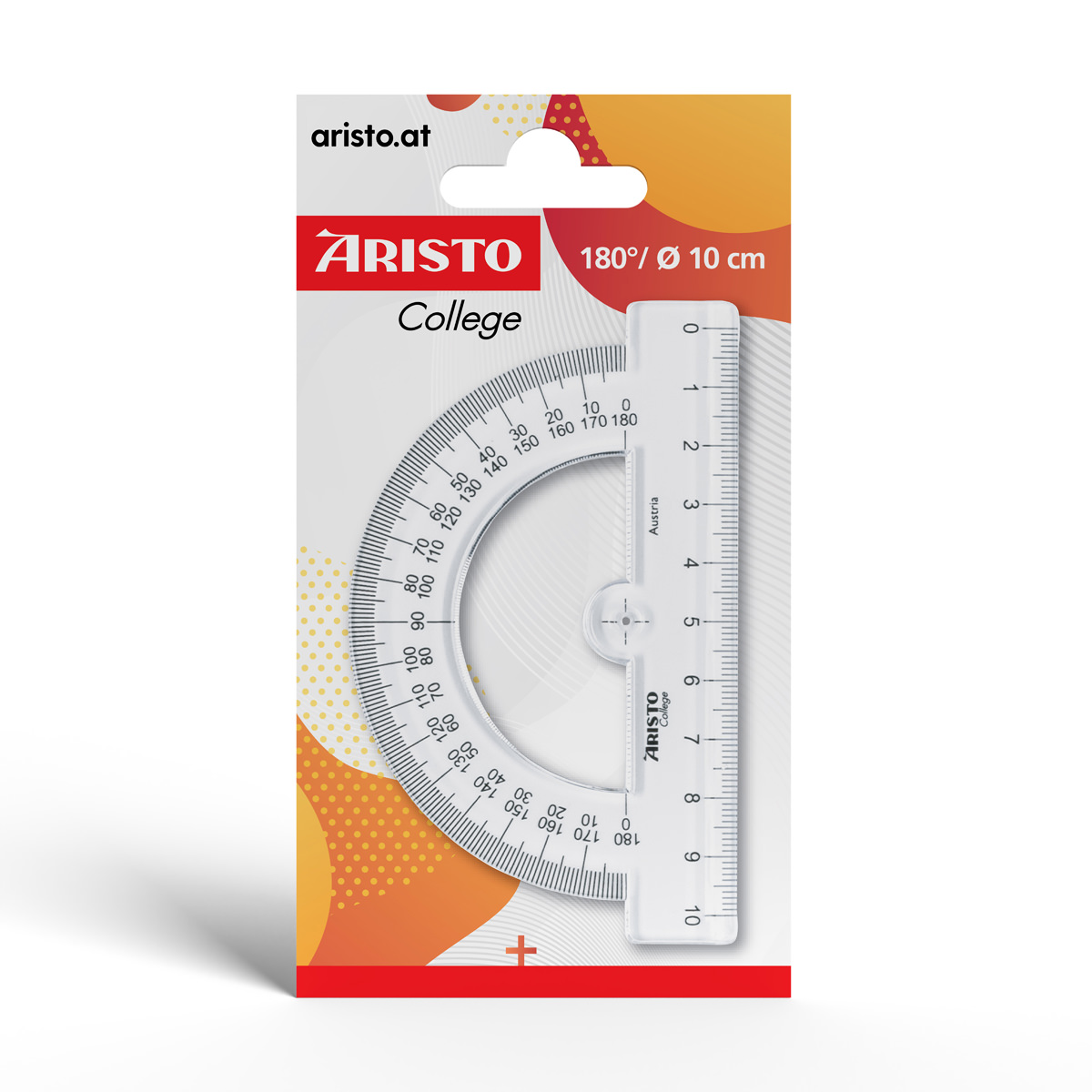 Aristo College Halbkreiswinkel 180 Grad Steg mit 10 cm, Skala 0-180 Grad 
