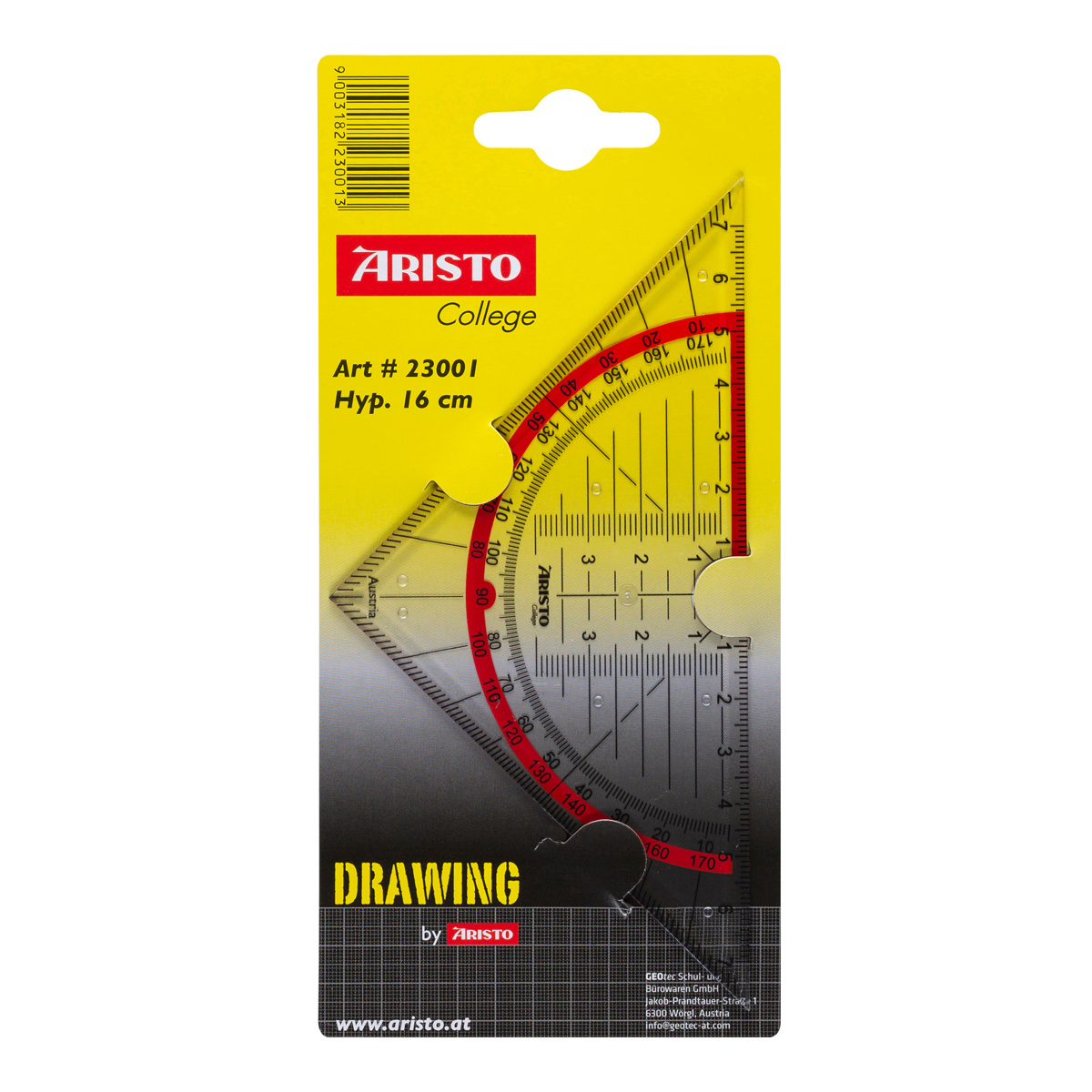Aristo College Geometrie Dreieck 16 cm ohne Griff, Facette, Tuschenoppen 
