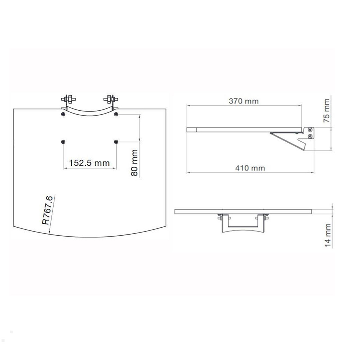 SMS Flat shelf H Grau + Consol Ablageboard mit Konsole 
