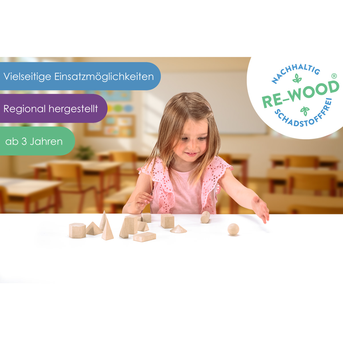 Wissner RE-Wood® Geometriekörpersatz 14 Stück 