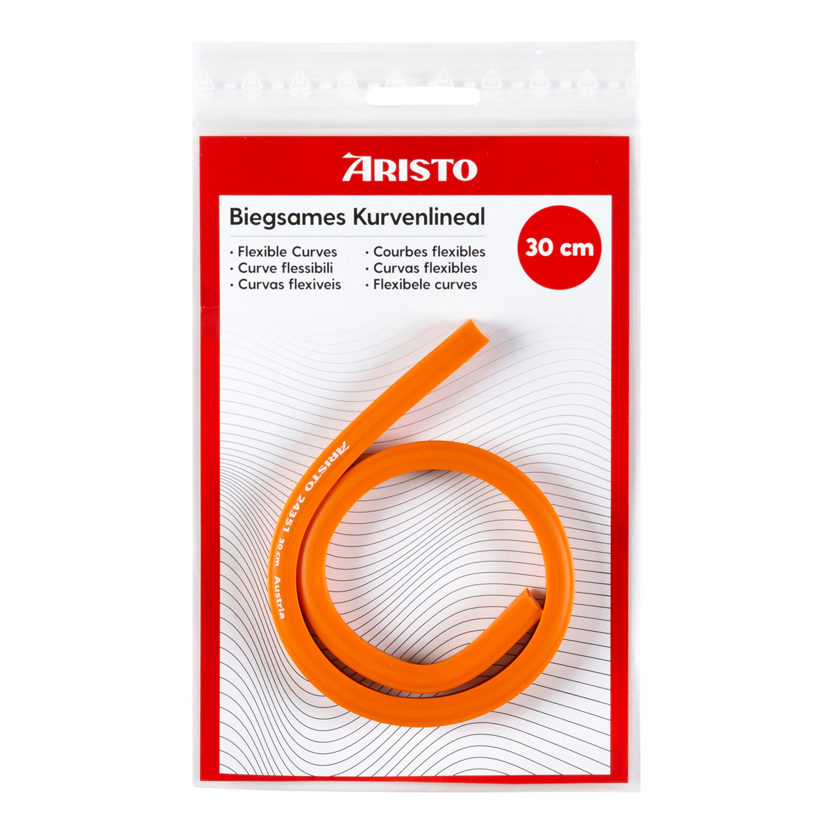 Aristo Biegsames Kurvenlineal 30 cm orange, Bleikern, Tuschekante 