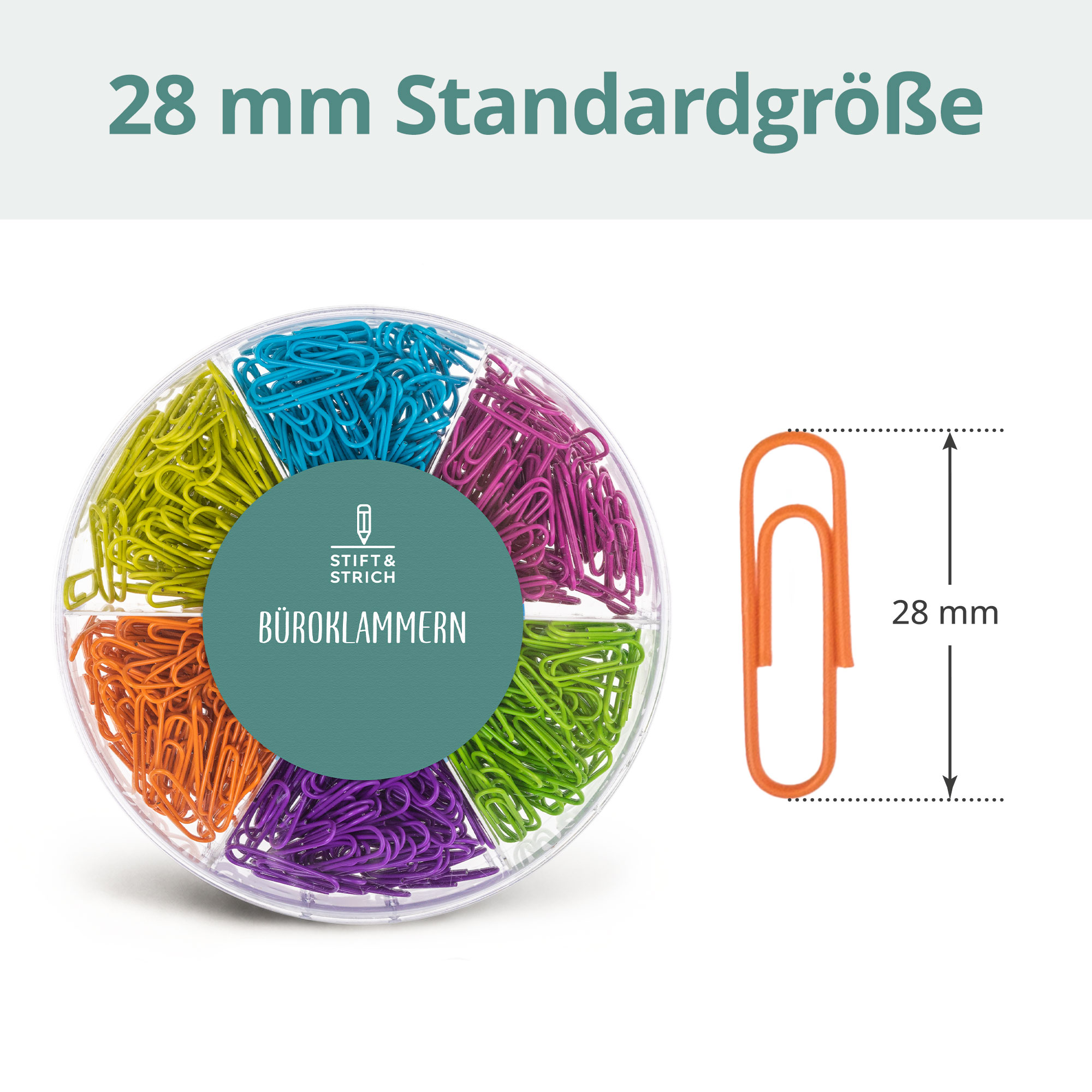 Büroklammern klein 480 Stück in 6 Farben 