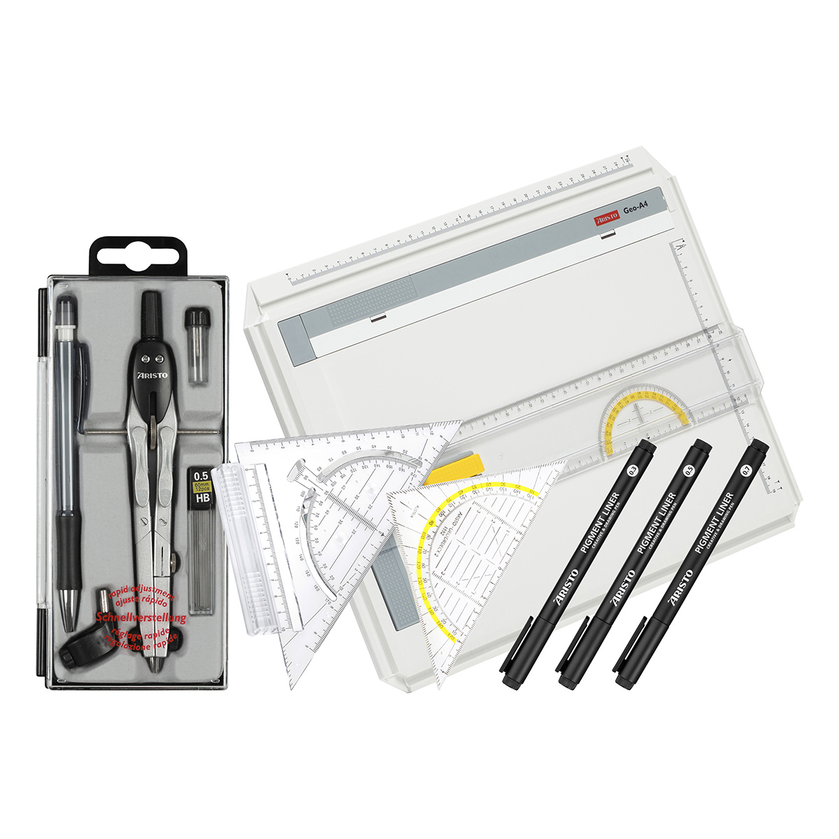 Aristo Geo Board Zeichenplatte A4 Set: 1x Geo Board A4 mit Zubehör 