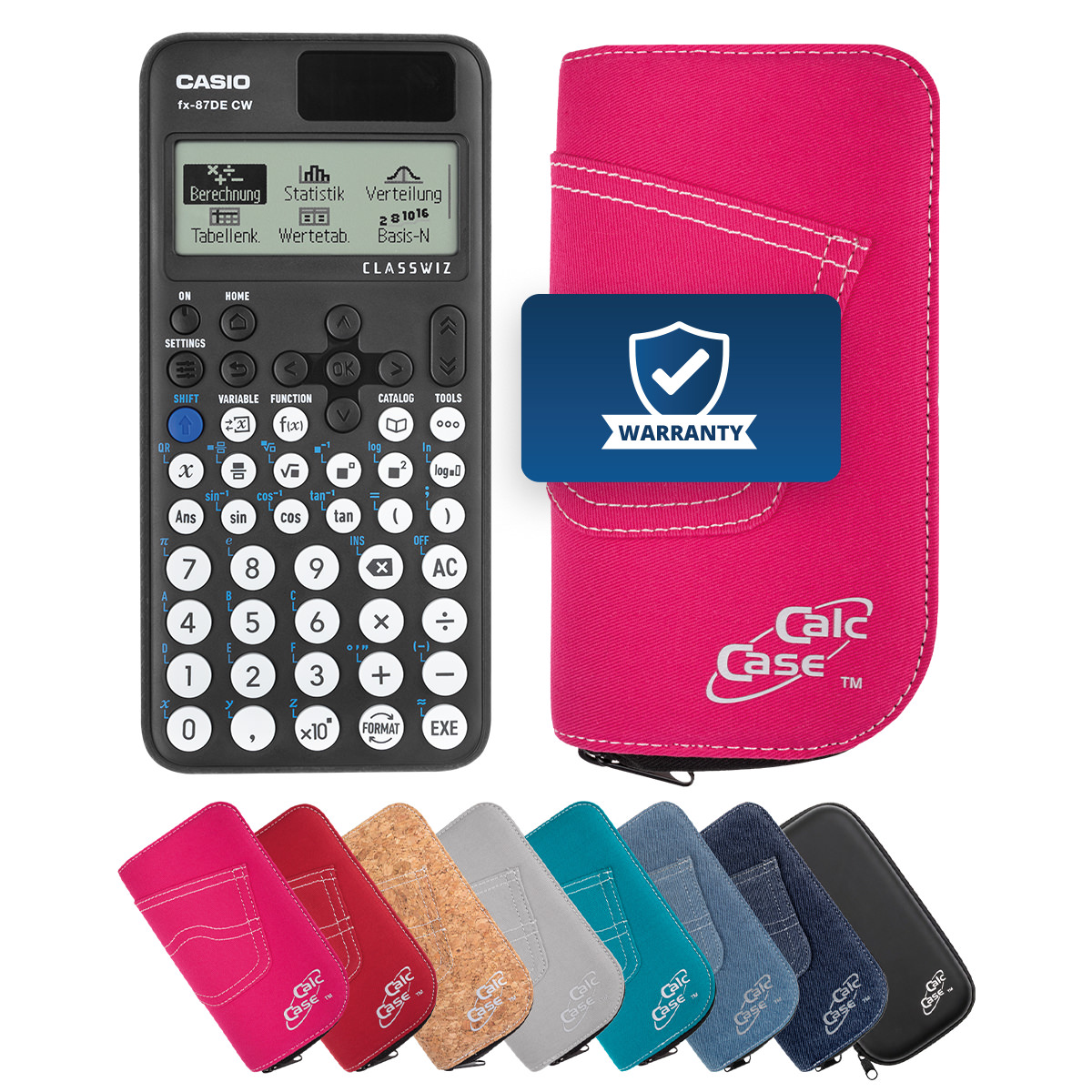 Casio FX-87 DE CW Schulrechner mit Schutztasche pink 
