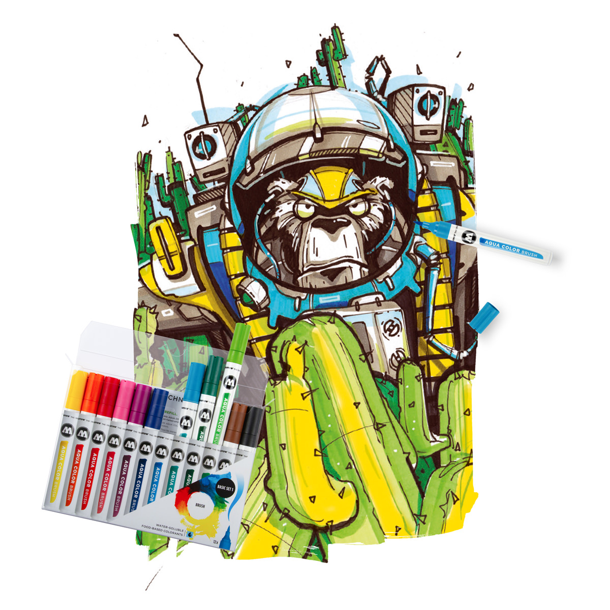 Molotow Marker AQUA COLOR BRUSH 12er Etui, Basic Set 1, sortiert Molotow Marker AQUA COLOR BRUSH 12er Etui, Basic Set 1, sortiert