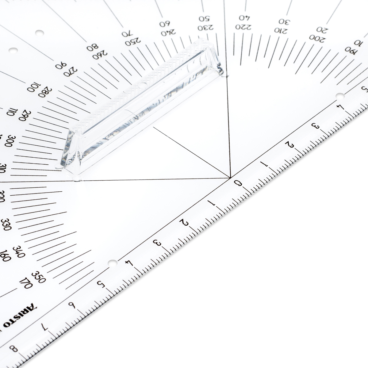 Aristo Kursdreieck 22,5 cm mit Griff, Winkelskalen 360°/1 