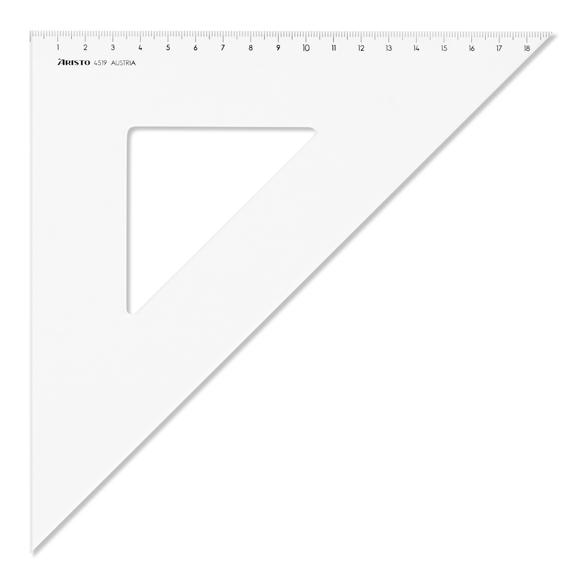 Aristo Dreieck 45 Grad ohne Facette Hypotenuse 26,9 cm, Teilung 19 cm 
