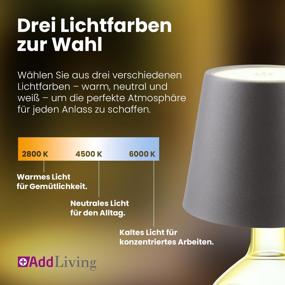 AddLiving LED Flaschenleuchte Grau 