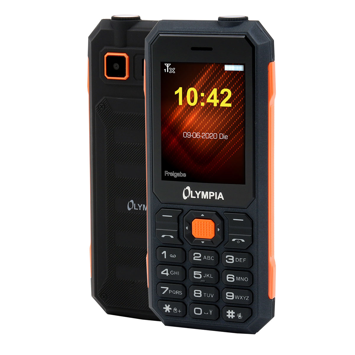 Olympia Active Outdoor Mobiltelefon schwarz/orange I Kamera I Bildkurzwahl I SOS-Taste 