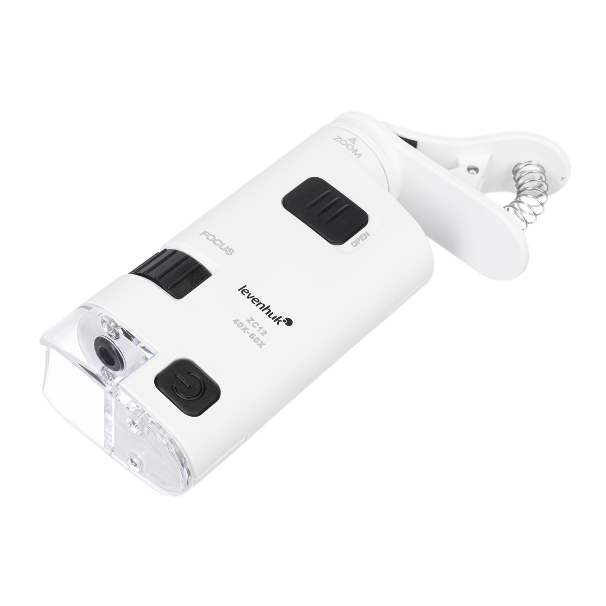 Levenhuk Zeno Cash ZC12 Pocket Mikroskop 40 - 60 fach, LED Beleuchtung, Clip zum Fixieren am Smartphone