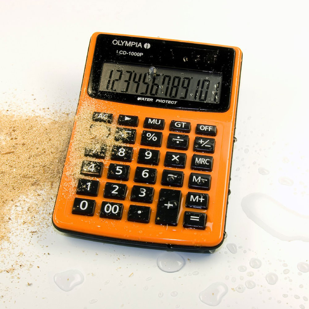 Olympia LCD-1000 P Tischrechner orange, staub- und wassergeschützt 