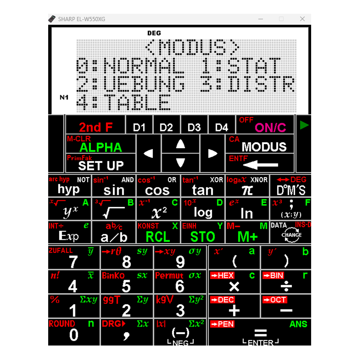 Sharp Emulator Software für das Modell EL-W550 XG 
