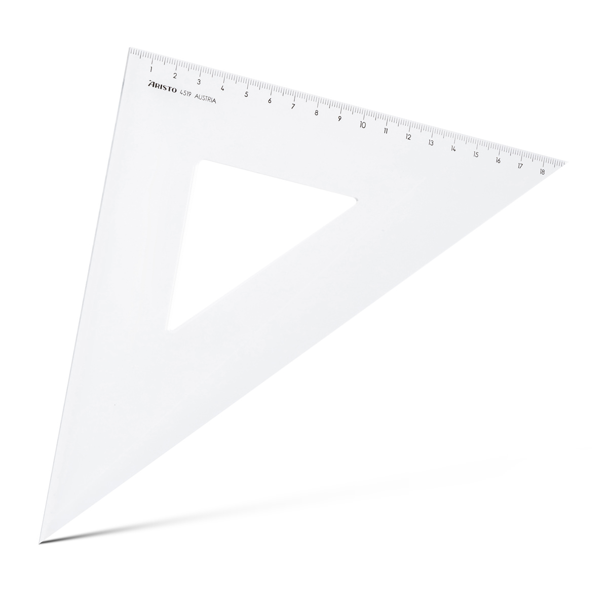 Aristo Dreieck 45 Grad ohne Facette Hypotenuse 26,9 cm, Teilung 19 cm 
