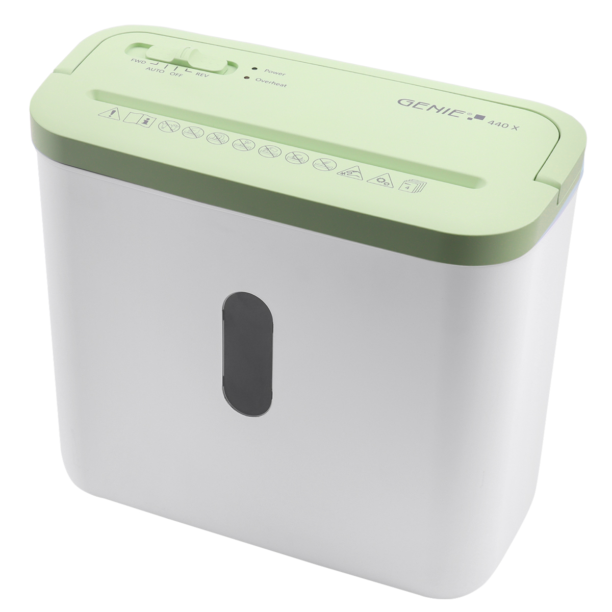 Genie 440 X Aktenvernichter weiß/grün, 4 Blatt, Partikelschnitt 