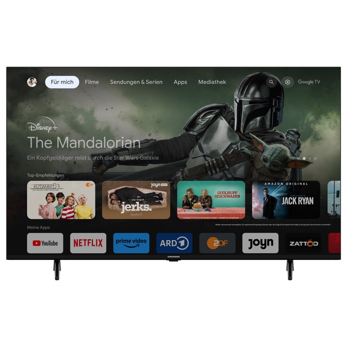 Grundig GUB 7440 Q 4K UHD Smart TV, QLED, GoogleTV, Dolby Atmos, Magic Fidelity Sprachsteuerung, Kindersicherung