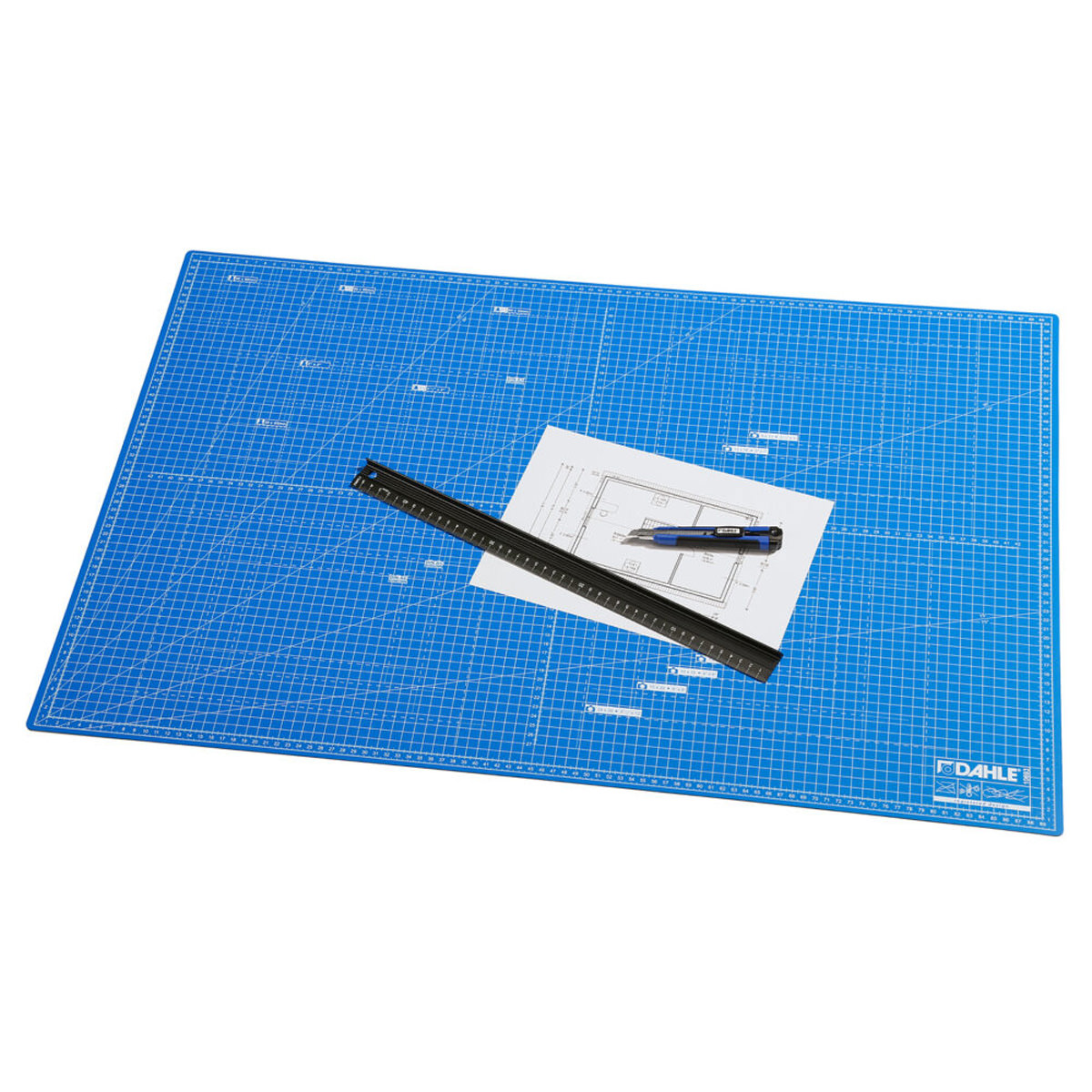 Dahle Selbstschließende Schneidematte A1 blau, schnittfester Kern, 60x90 cm 