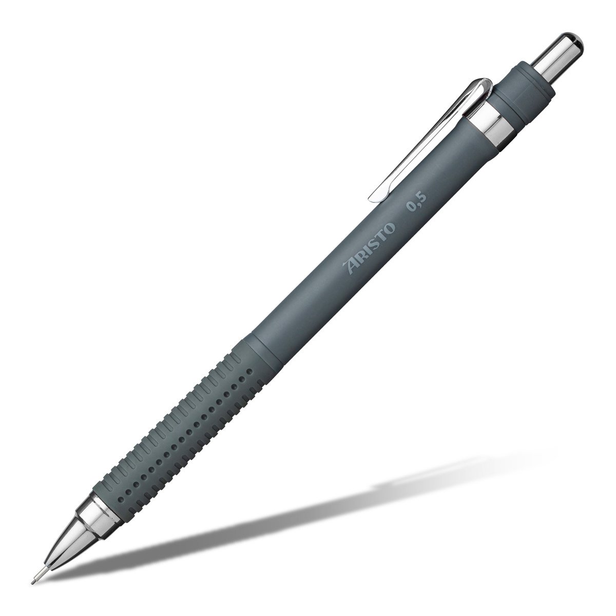 Aristo Feinminenstift Mat Series, grau, 0,5 mm, mit Gummigriffzone, Metallclip 