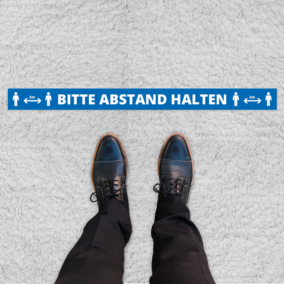 Abstandsaufkleber lang für Teppiche Markierung von Warteschlangen/Sicherheitsabständen