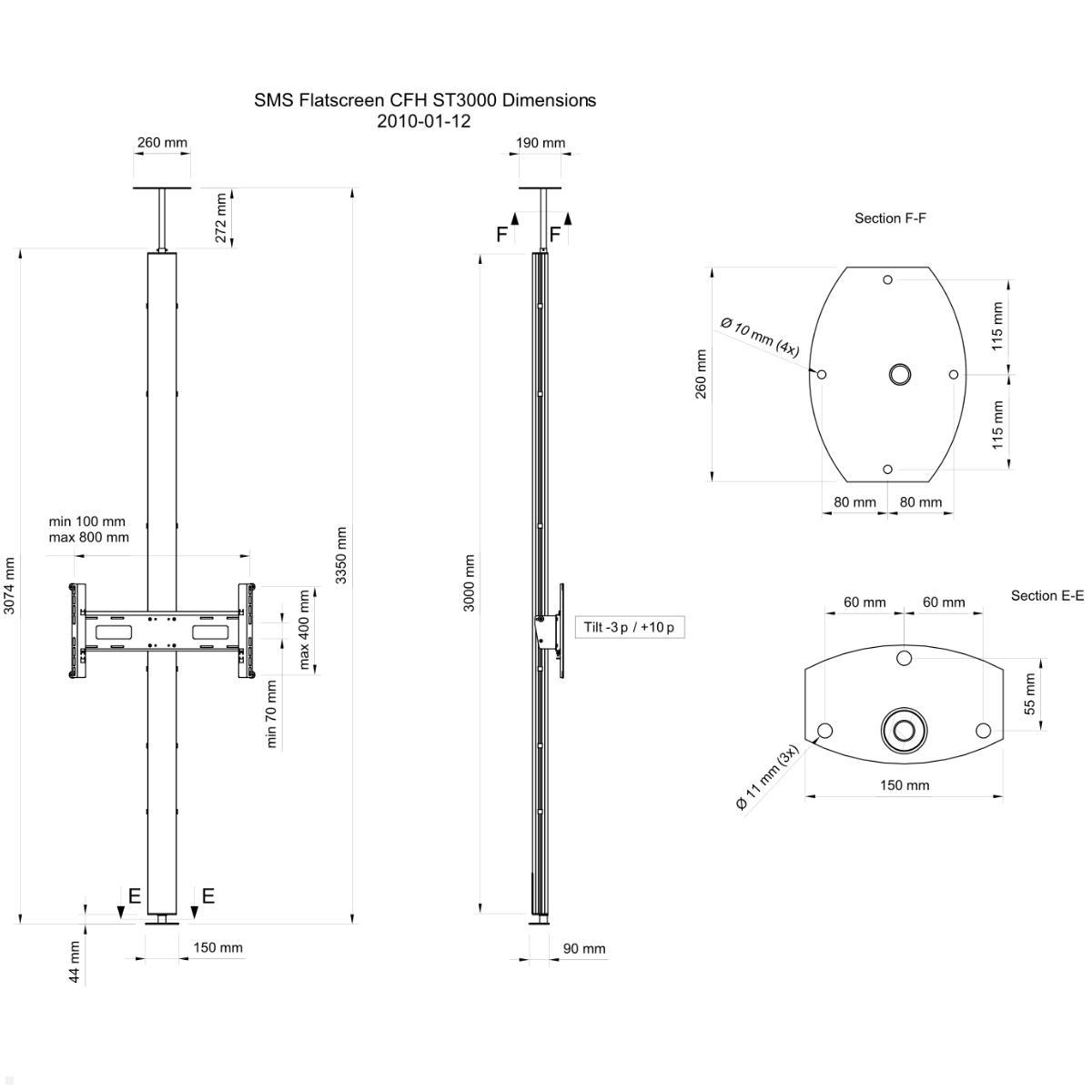 SMS Flatscreen CFH ST 3000 EU Boden-Deckenhalterung silber 