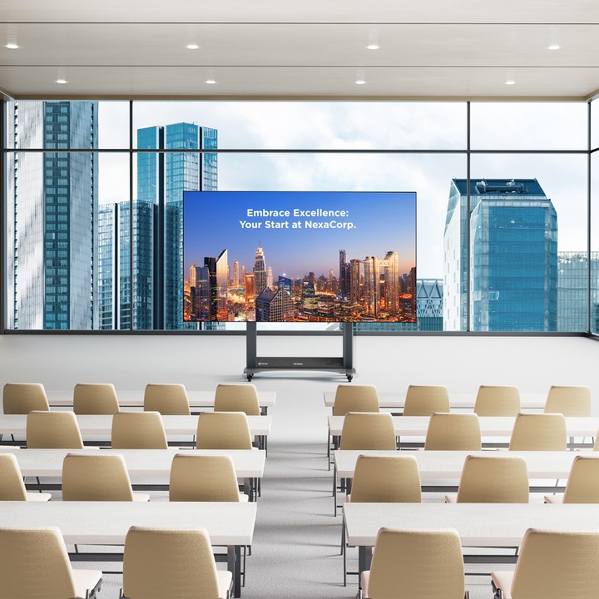 ViewSonic LDS138-151 faltbares 138'' FHD Display, vormontiert im Flightcase, inklusive elktrischem Trolley