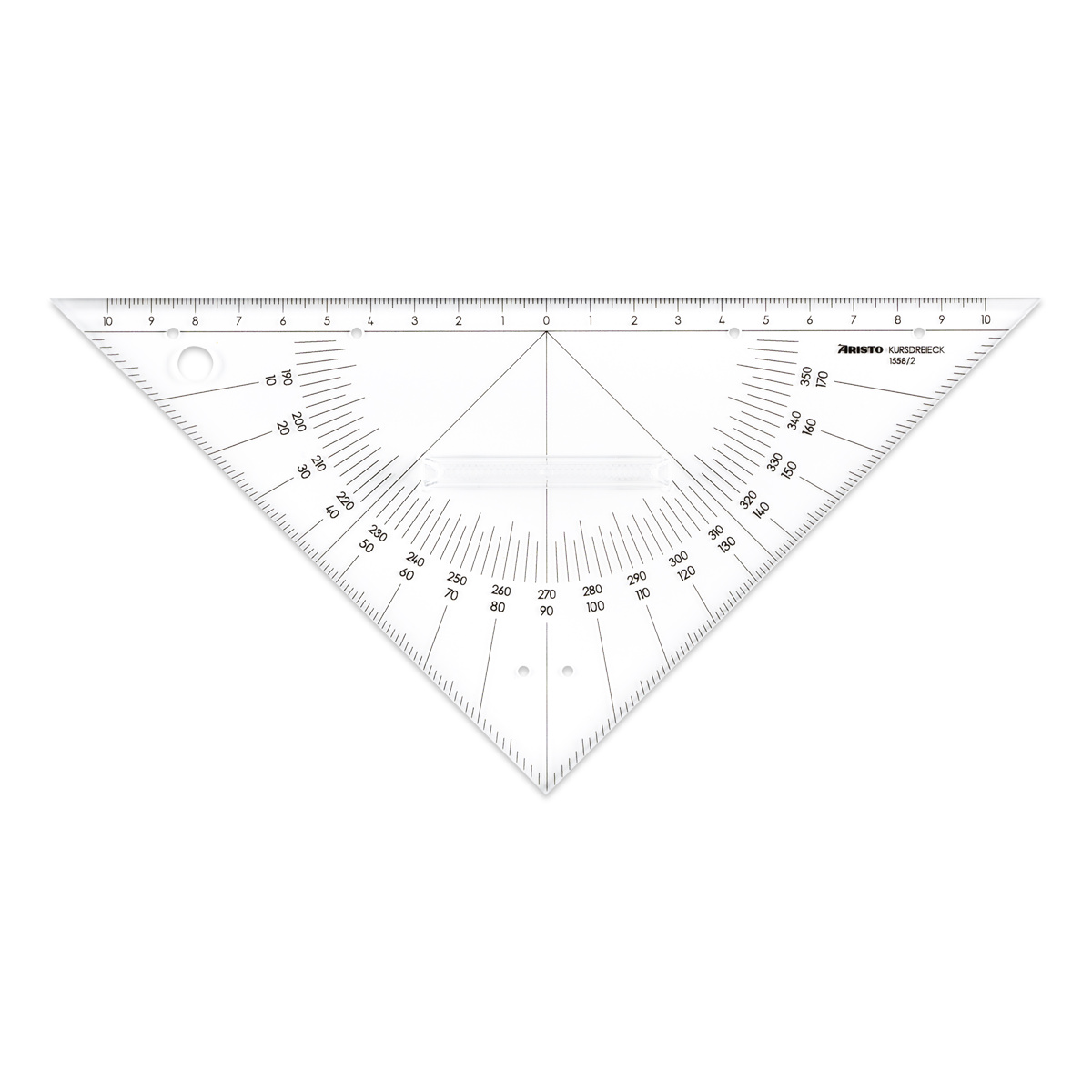 Aristo Kursdreieck 22,5 cm mit Griff, Winkelskalen 360°/1 