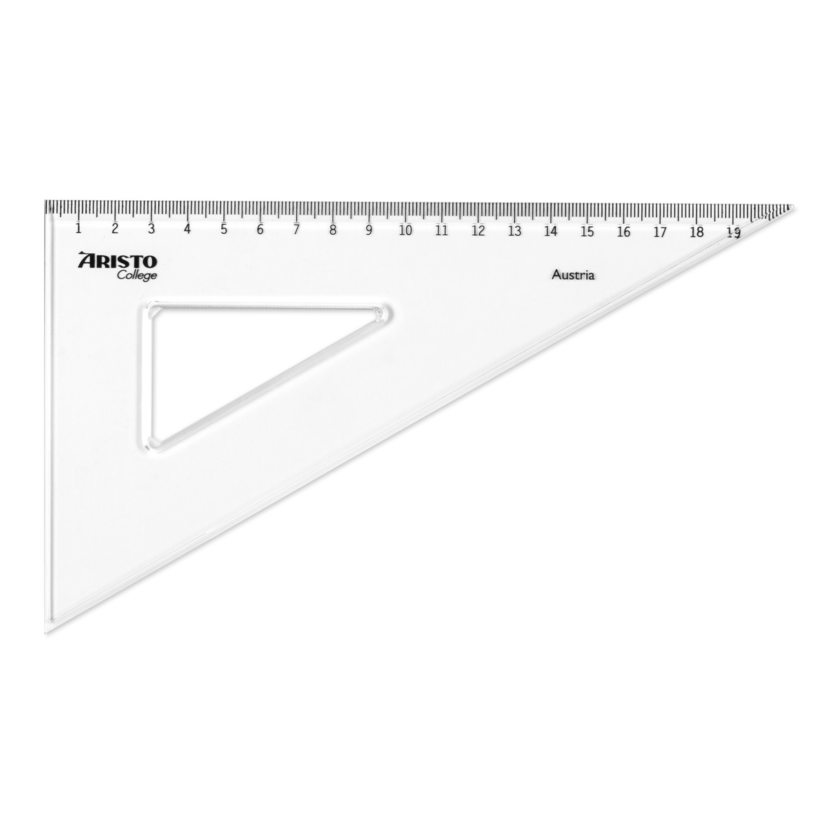 Aristo College Dreieck transparent 60 Grad, 20 cm, mm-Teilung, Hypotenuse von 23 cm, Tuschkante 