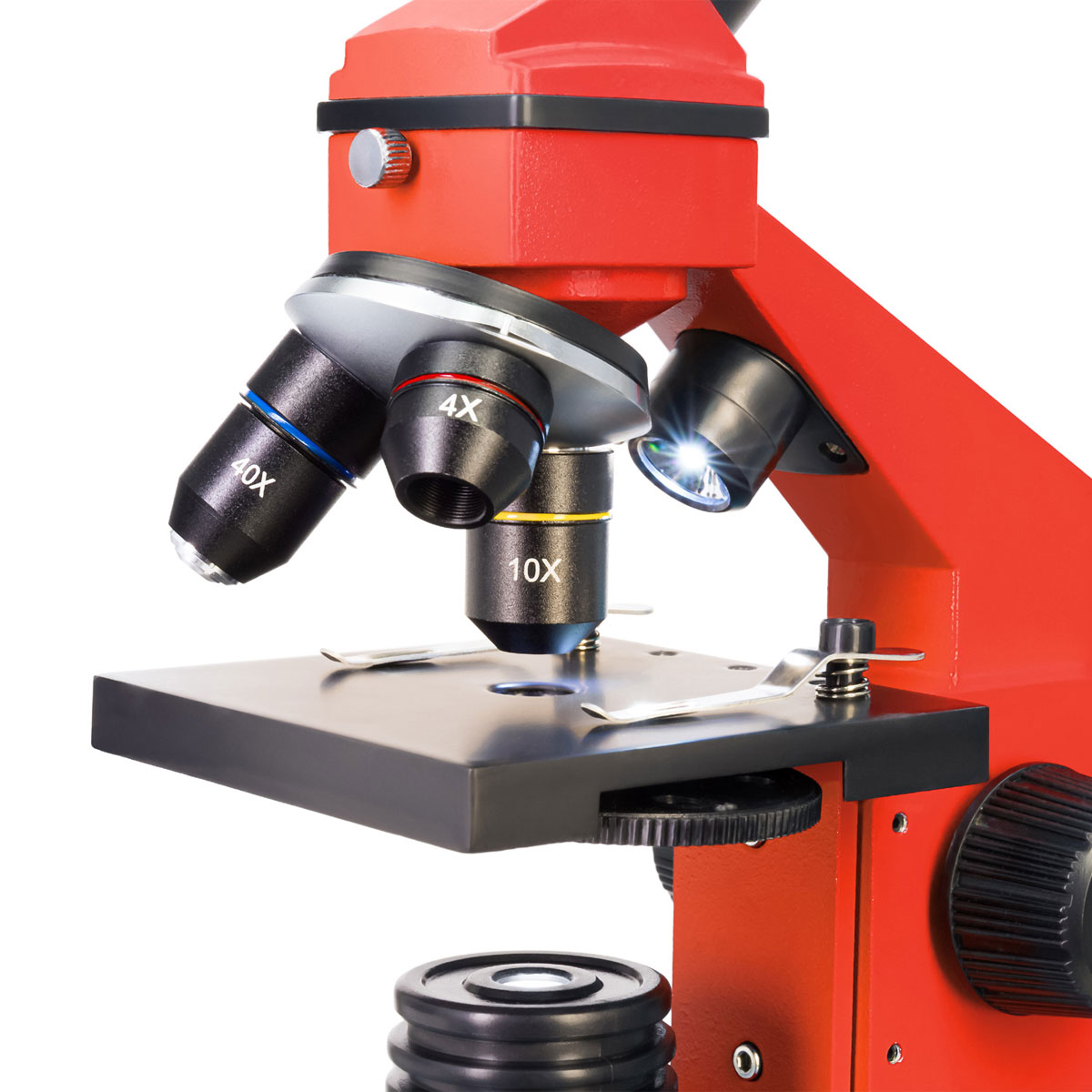 Levenhuk Rainbow 2L PLUS Mikroskop Orange, 64 -640 fach, Ober- und Unterlicht, Experimentierset inkl., Monokularkopf 360° drehbar