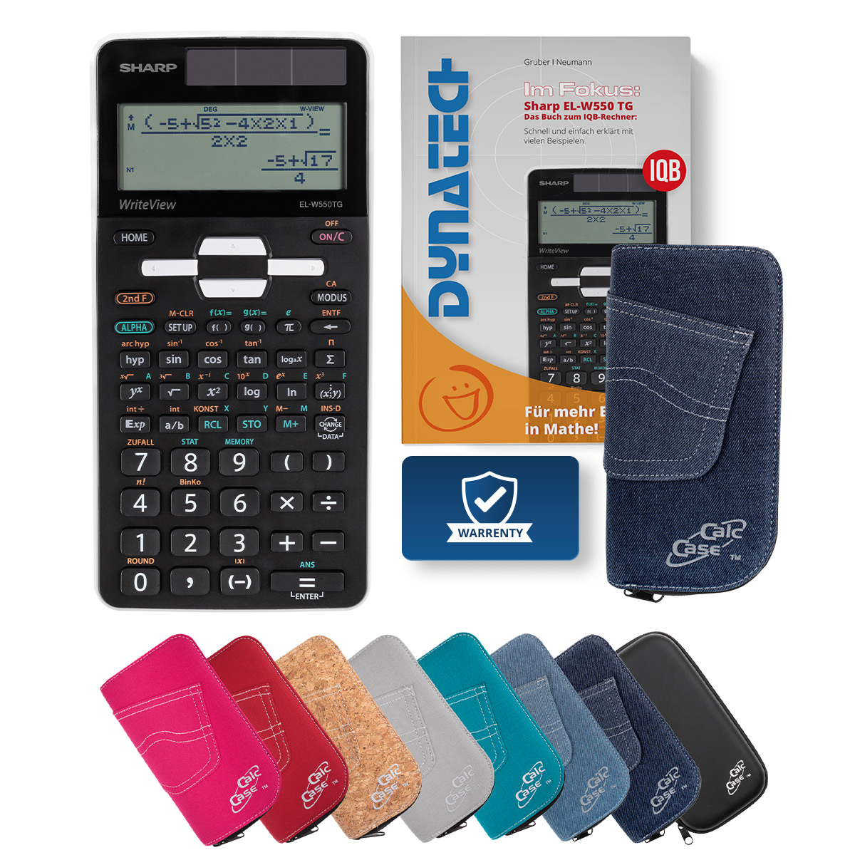 Sharp EL-W550TG Schulrechner mit Schutztasche dunkelblau und Fachbuch 