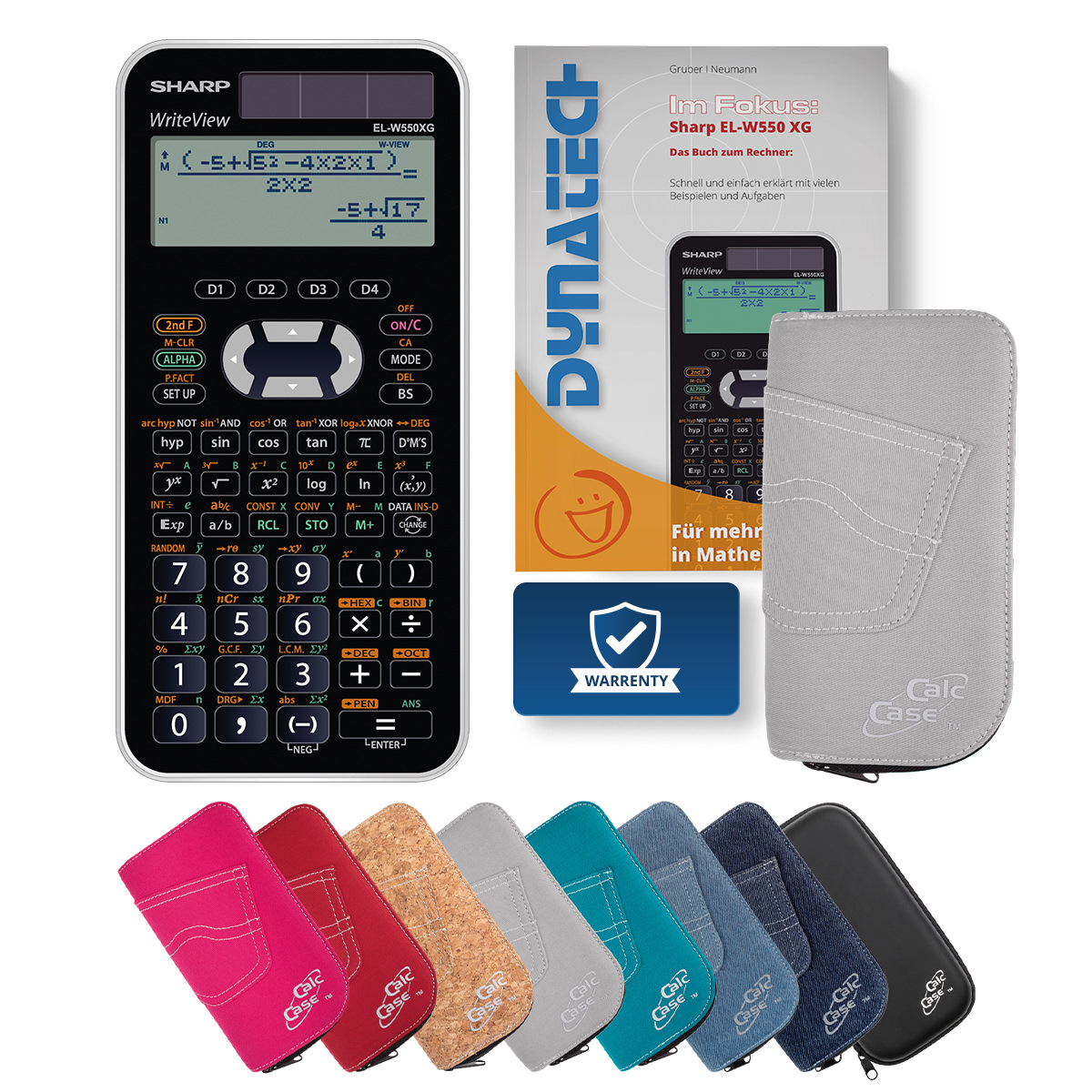 Sharp EL-W550 XG Schulrechner mit Schutztasche hellgrau und Fachbuch 