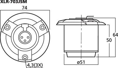 MONACOR XLR-703JSM Schockabsorbierende Halterung mit XLR-Buchse