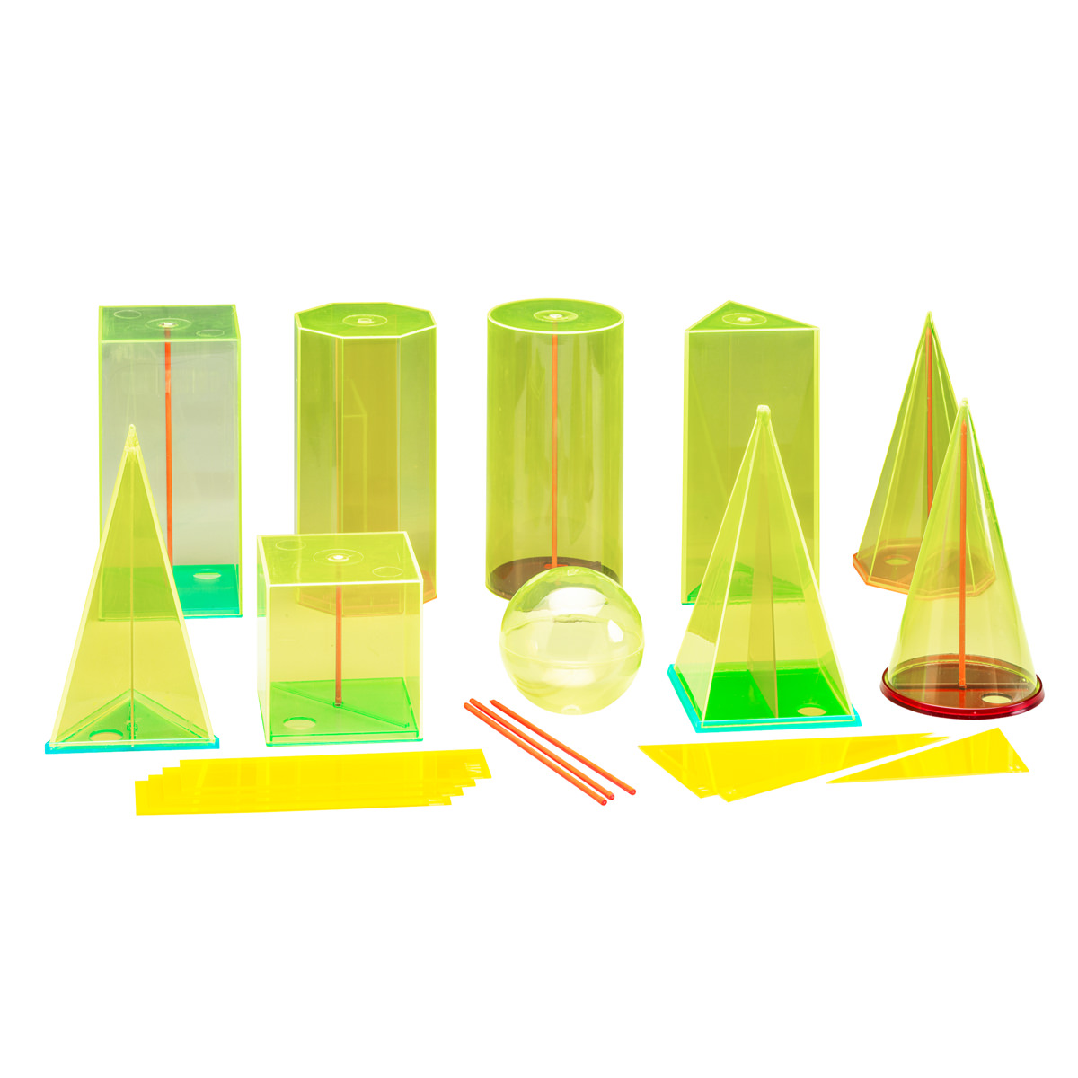 Wissner Körperformensatz 10 Geokörper mit Schnitten & Mittelachsen, 15 cm, 38-teilig 