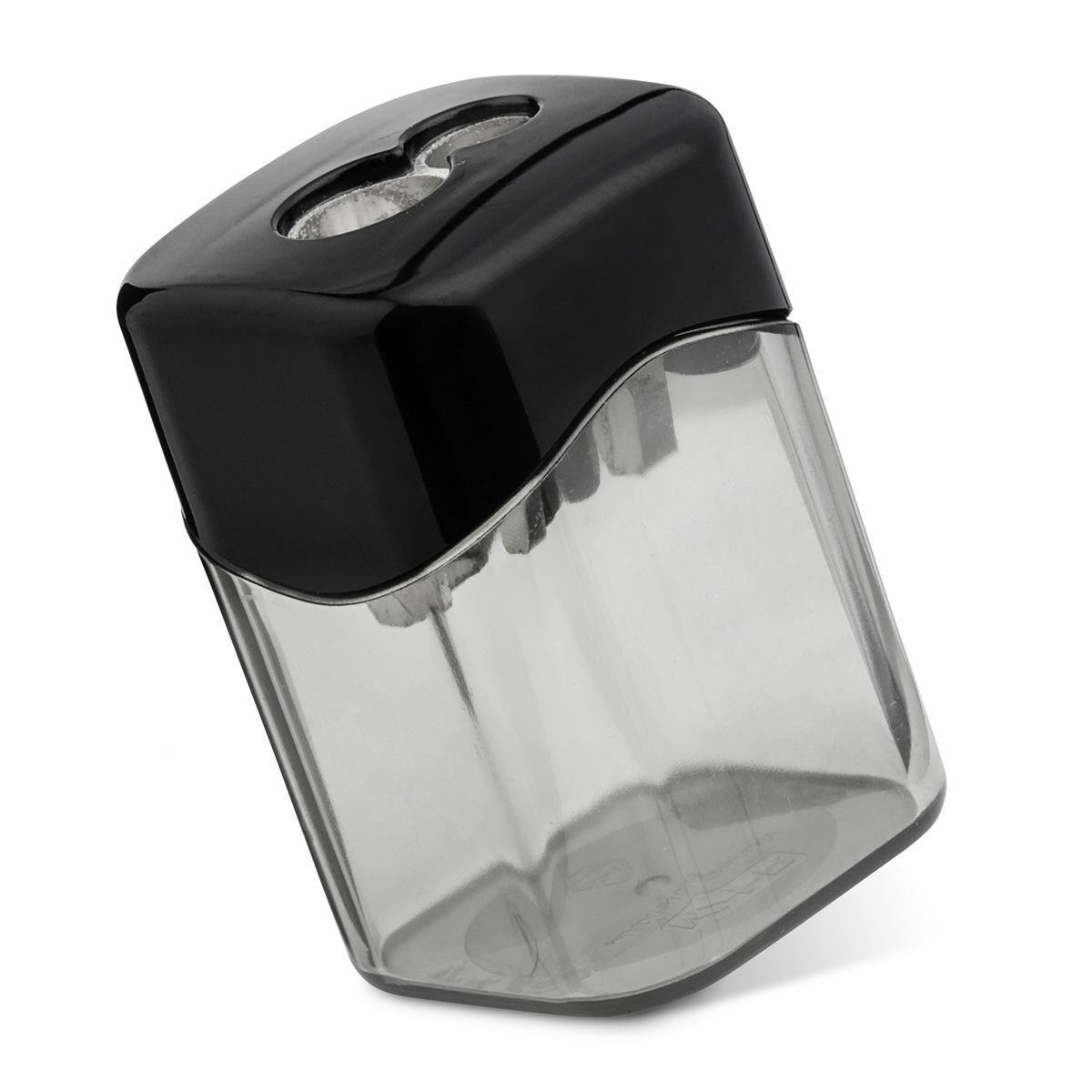 Aristo Dosenspitzer doppelt, Auffangdose transparent mit Deckel in schwarz 