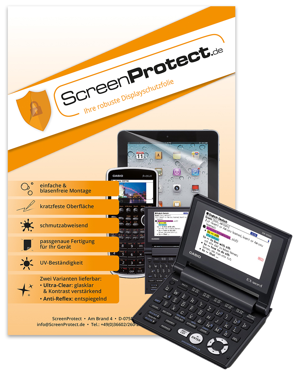 ScreenProtect Displayschutzfolie UltraClear für Casio EW-G560C/EW-G570C (Folie+Microfasertuch)