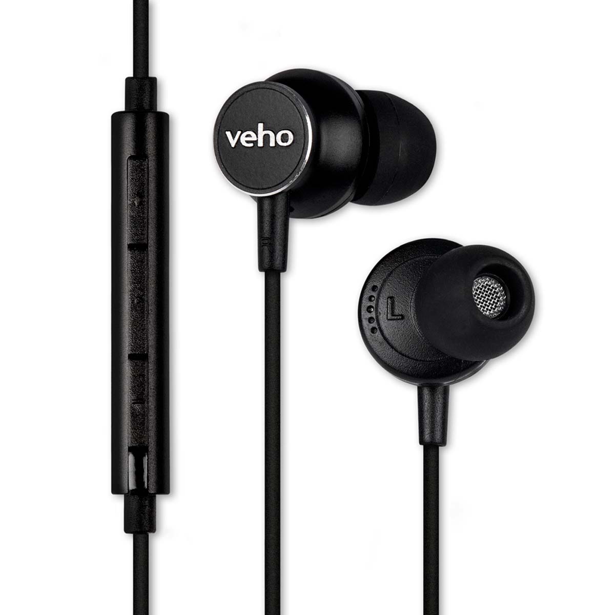 Veho VEP-011-Z3 In-Ear Kopfhörer, kabelgebunden, schwarz, mit Mikrofon und Remote, für Anrufe & Musik